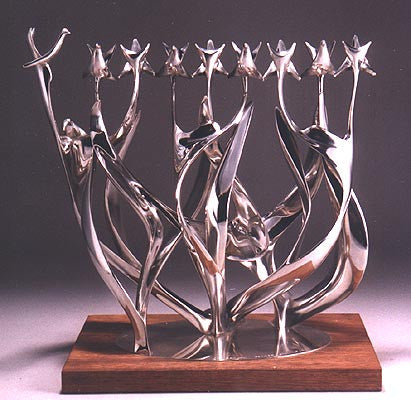 Chanukah Menorah sculpture -"dancing flames"